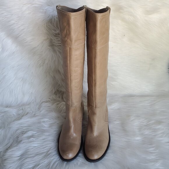 Gianni Bini Tan Leather Western Wrinkle Tall Riding Boots SZ 8 - Picture 4 of 14